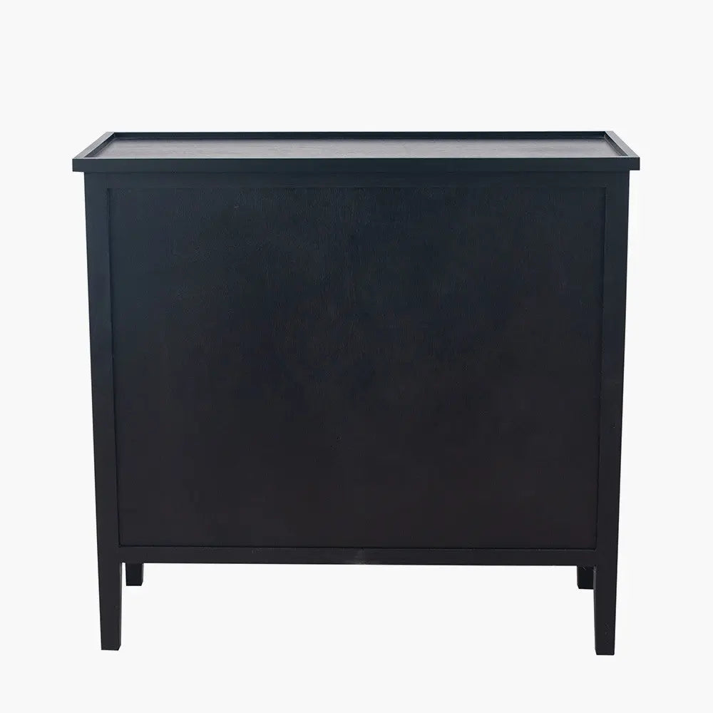 Chelmsford Satin Black Pine Wood 4 Drawer Unit  Nicholas John Interiors