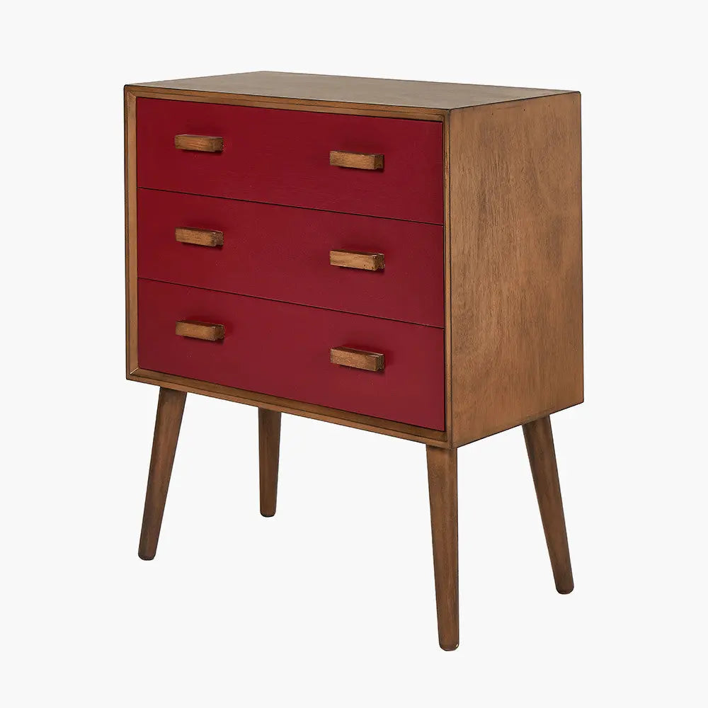 Klee Mulberry Pine Wood 3 Drawer Unit  Nicholas John Interiors