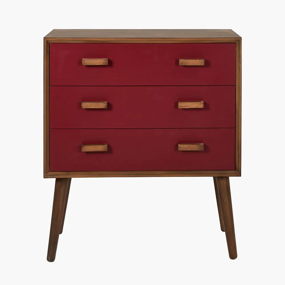 Klee Mulberry Pine Wood 3 Drawer Unit  Nicholas John Interiors