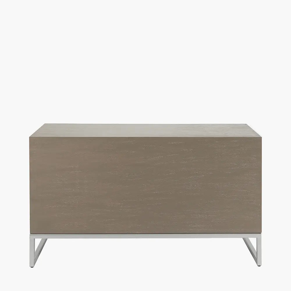 Ambroso Grey Wash Mango Wood and Silver Metal 6 Drawer Unit  Nicholas John Interiors