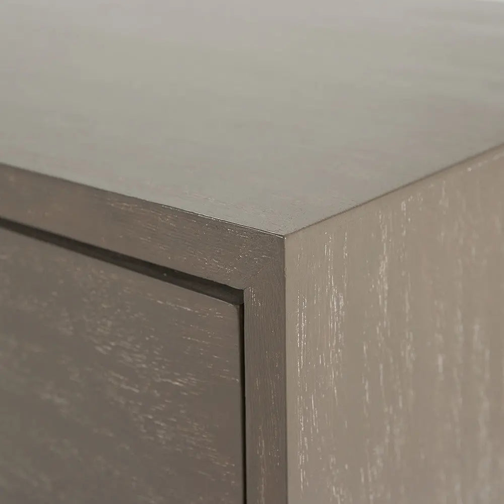 Ambroso Grey Wash Mango Wood and Silver Metal 6 Drawer Unit  Nicholas John Interiors