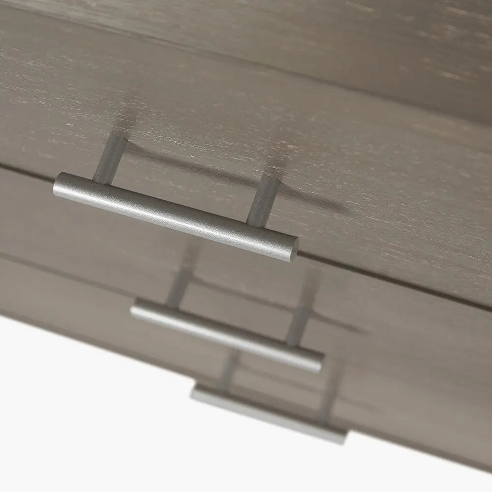 Ambroso Grey Wash Mango Wood and Silver Metal 6 Drawer Unit  Nicholas John Interiors