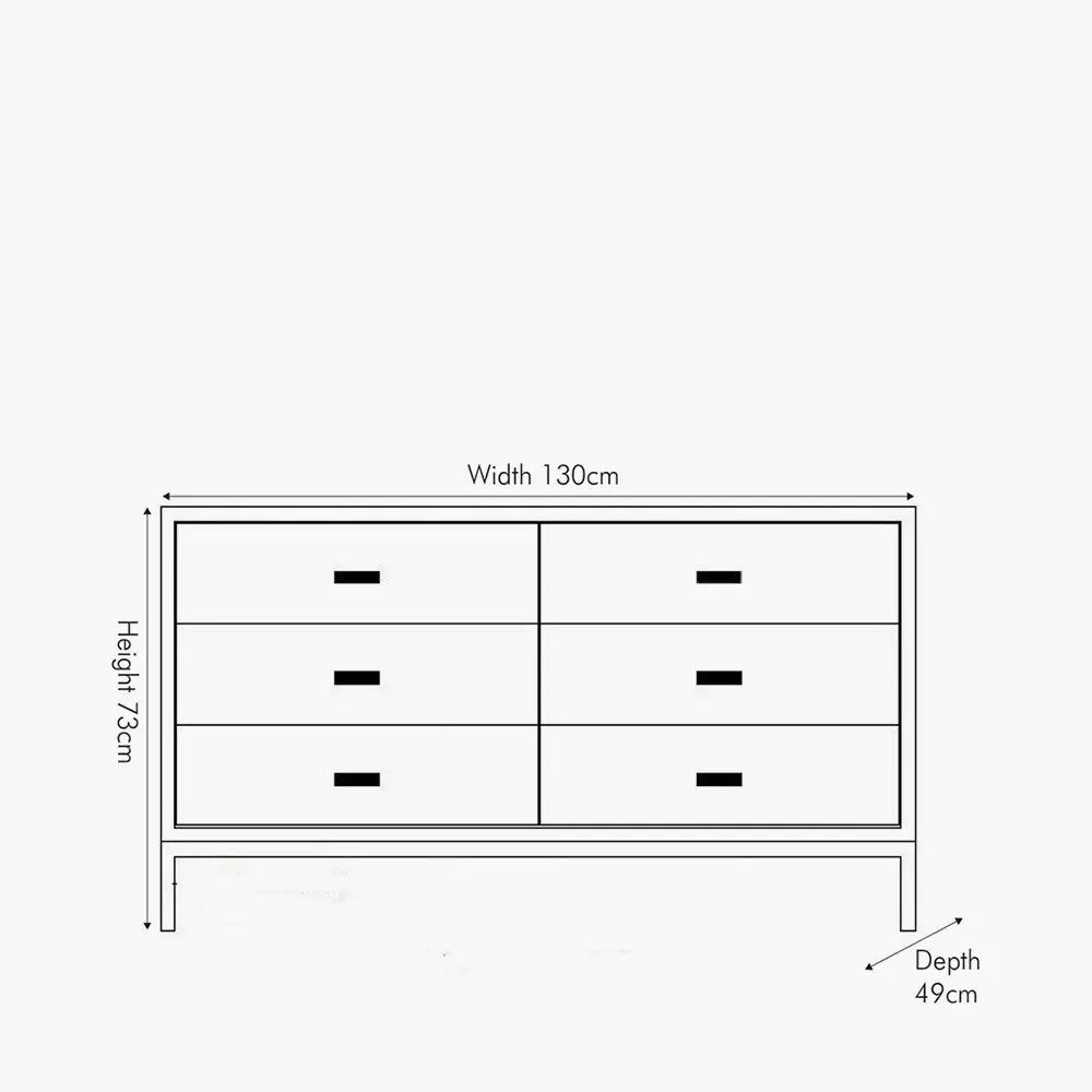 Ambroso Grey Wash Mango Wood and Silver Metal 6 Drawer Unit  Nicholas John Interiors