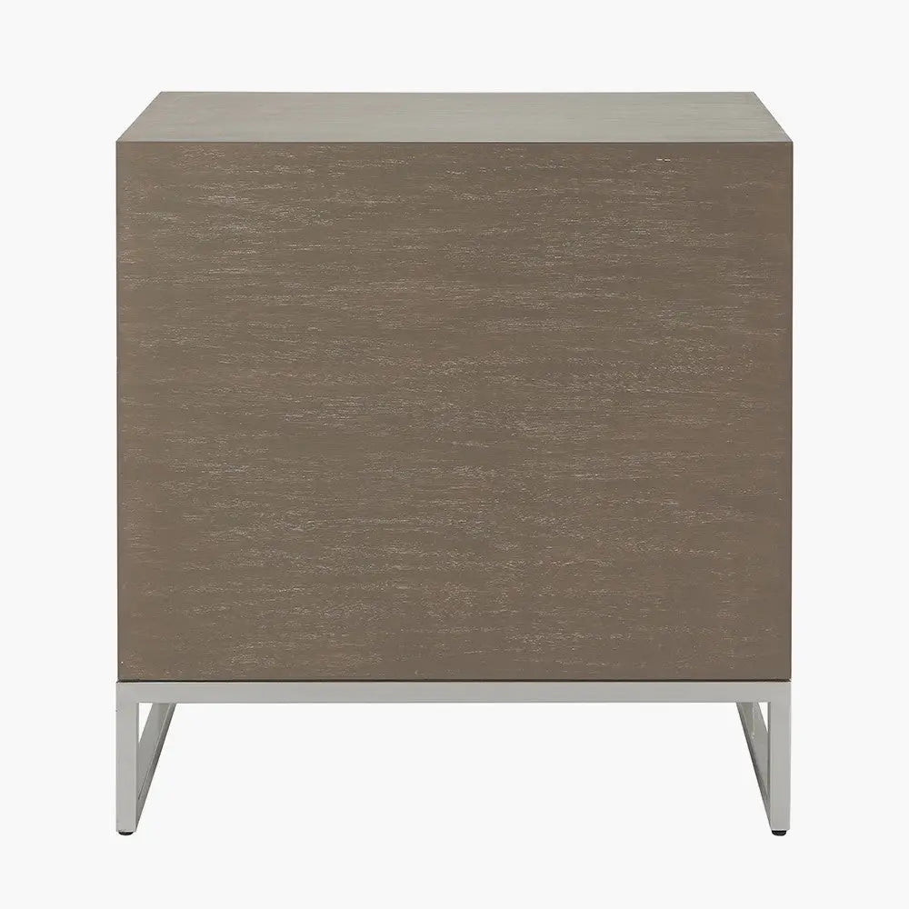 Ambroso Grey Wash Mango Wood and Silver Metal 3 Drawer Unit  Nicholas John Interiors