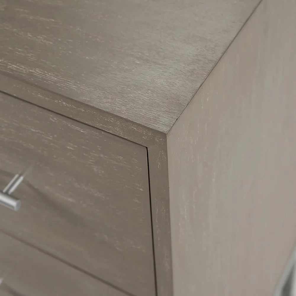 Ambroso Grey Wash Mango Wood and Silver Metal 3 Drawer Unit  Nicholas John Interiors
