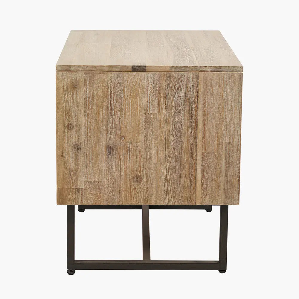 Marca Sand Wash Acacia Wood 1 Drawer 1 Shelf Unit  Nicholas John Interiors