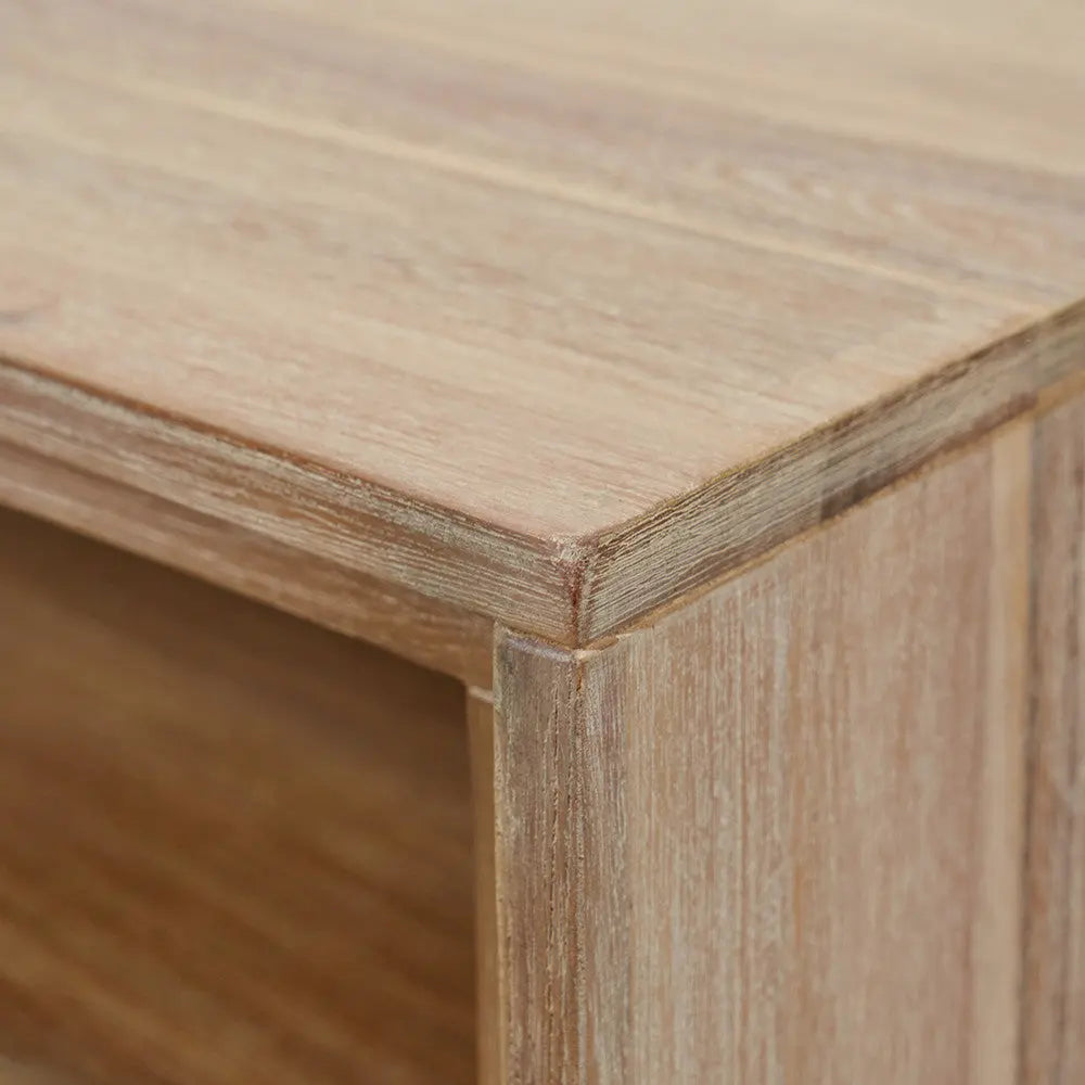 Marca Sand Wash Acacia Wood 1 Drawer 1 Shelf Unit  Nicholas John Interiors