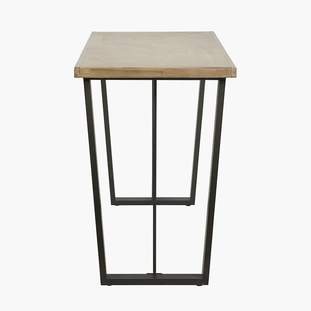 Marca Sand Wash Acacia Wood and Black Metal Bar Table  Nicholas John Interiors