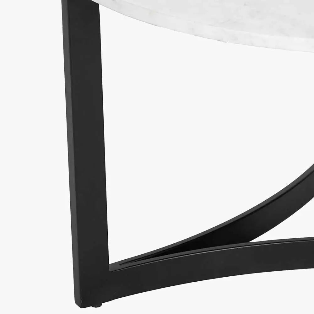 Hendrick White Marble and Black Metal Coffee Table  Nicholas John Interiors