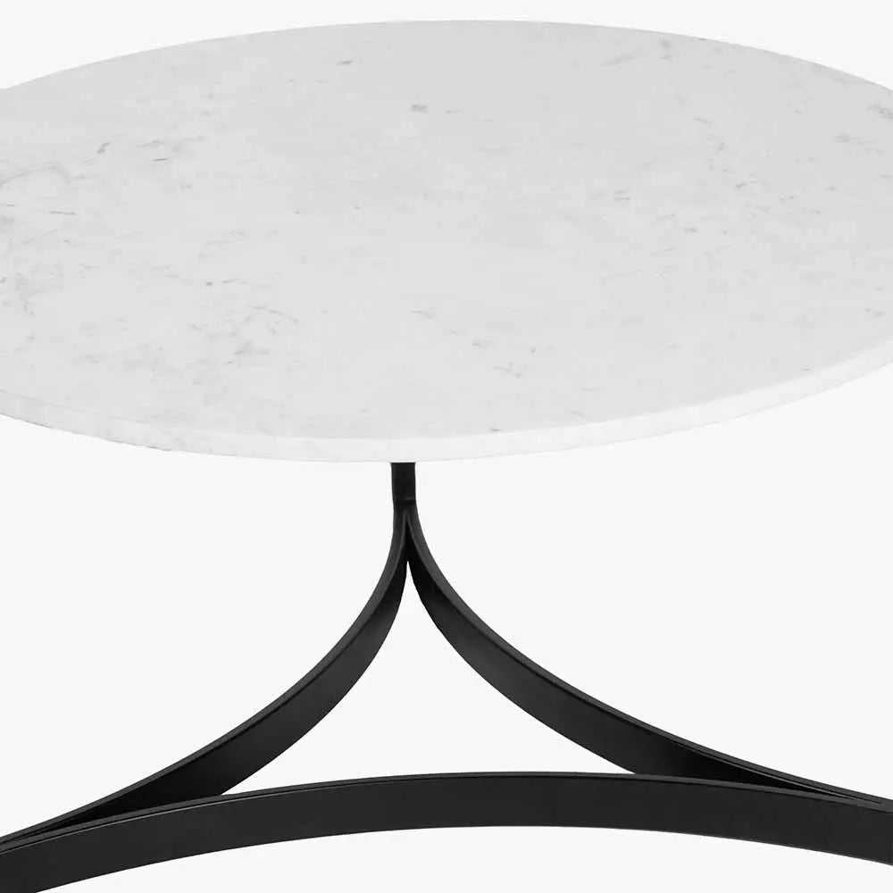 Hendrick White Marble and Black Metal Coffee Table  Nicholas John Interiors