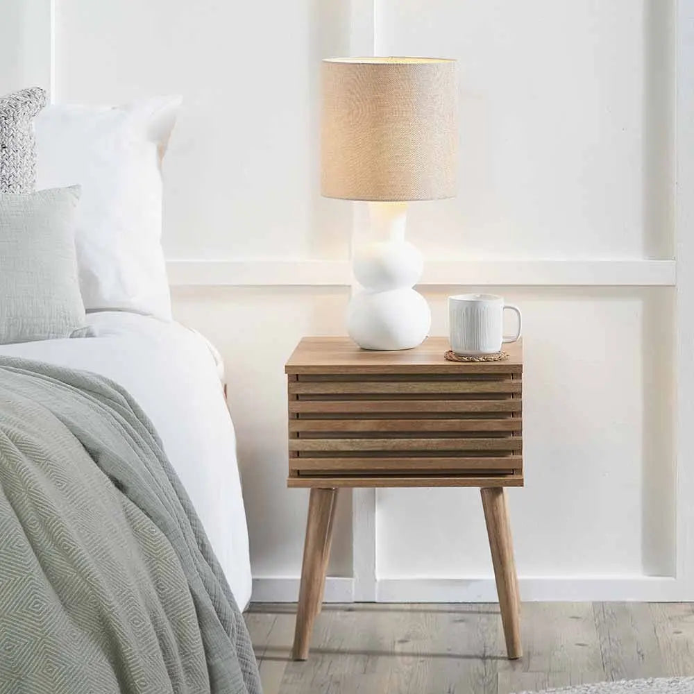 Larvik Natural Eucalyptus Wood 1 Drawer Unit  Nicholas John Interiors