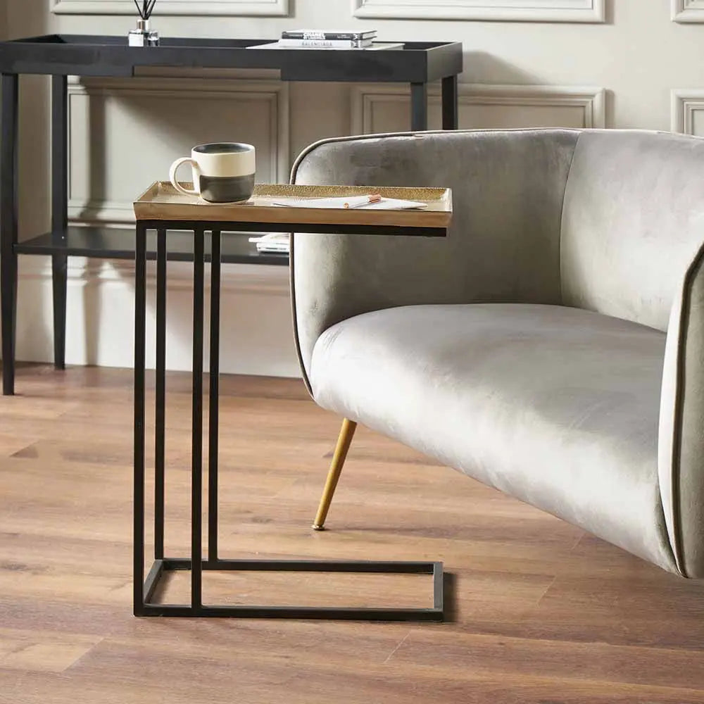 Franklin Gold Cast and Black Metal Supper Side Table  Nicholas John Interiors