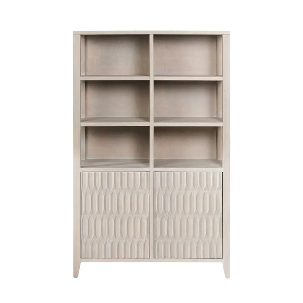 Khao Light Grey Mango Wood 2 Door 6 Niche Shelf Unit  Nicholas John Interiors