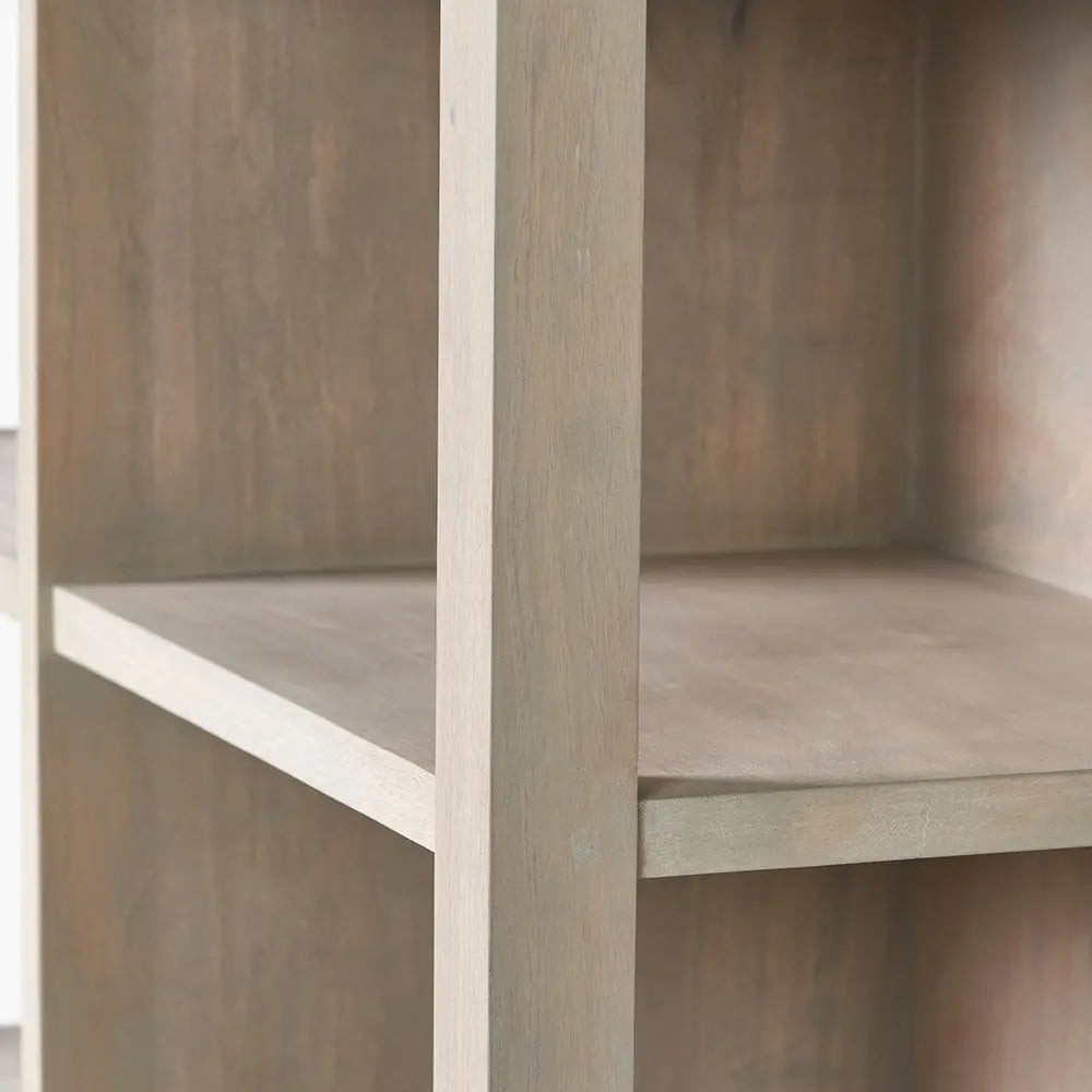 Khao Light Grey Mango Wood 2 Door 6 Niche Shelf Unit  Nicholas John Interiors