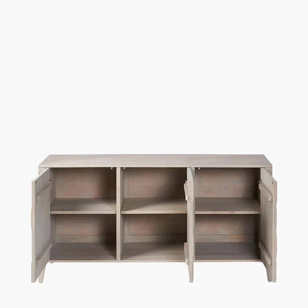 Khao Light Grey Mango Wood 3 Door Sideboard  Nicholas John Interiors