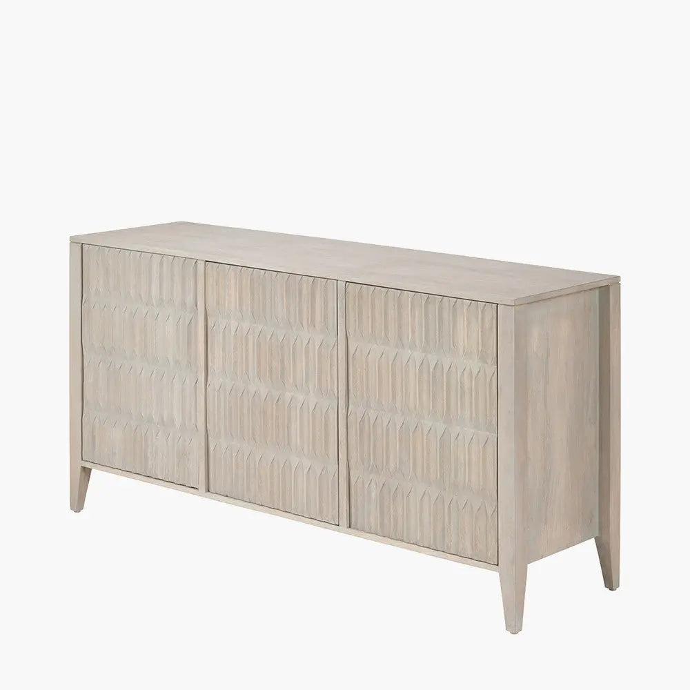 Khao Light Grey Mango Wood 3 Door Sideboard  Nicholas John Interiors