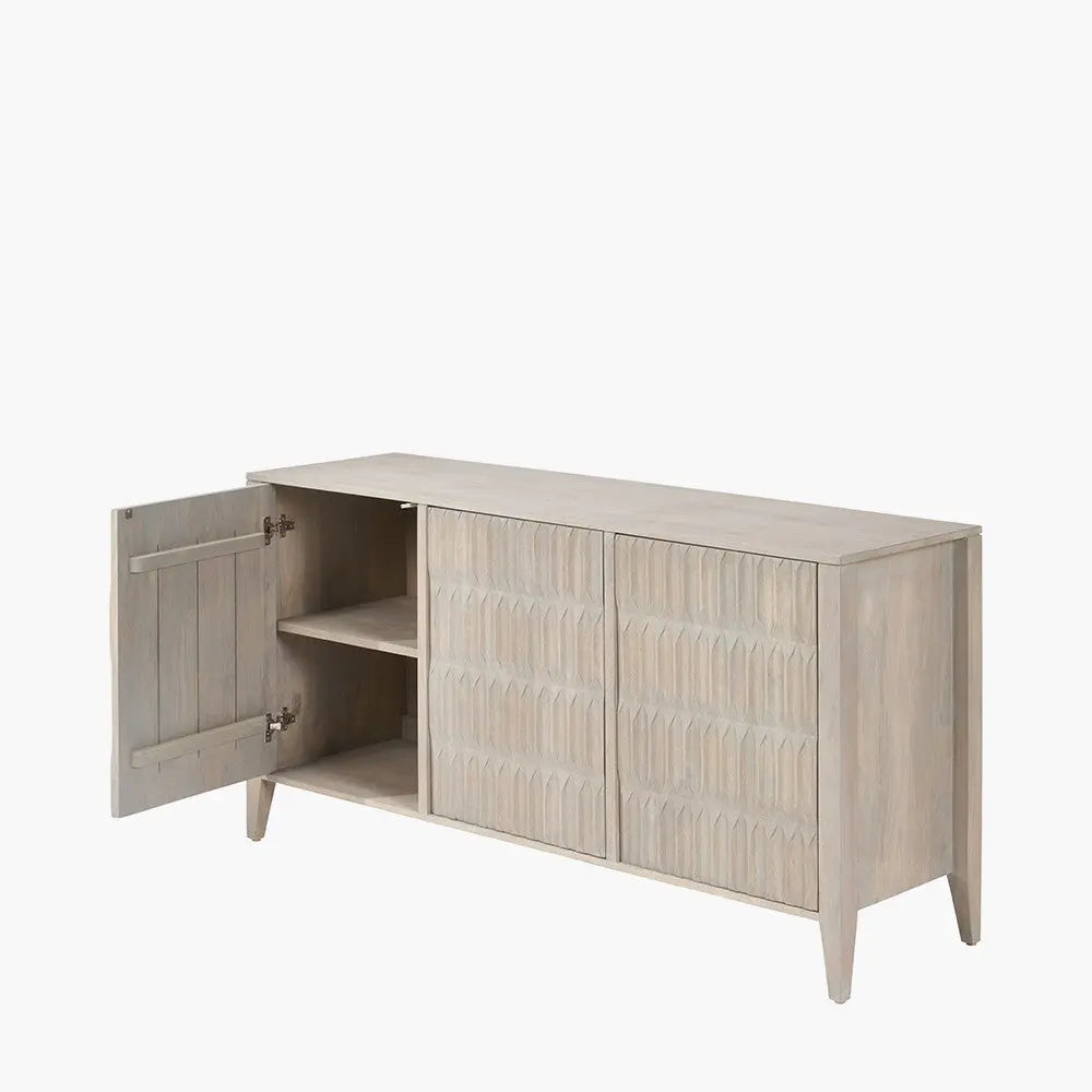 Khao Light Grey Mango Wood 3 Door Sideboard  Nicholas John Interiors