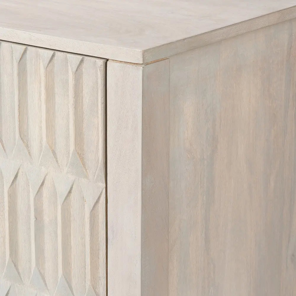 Khao Light Grey Mango Wood 3 Door Sideboard  Nicholas John Interiors