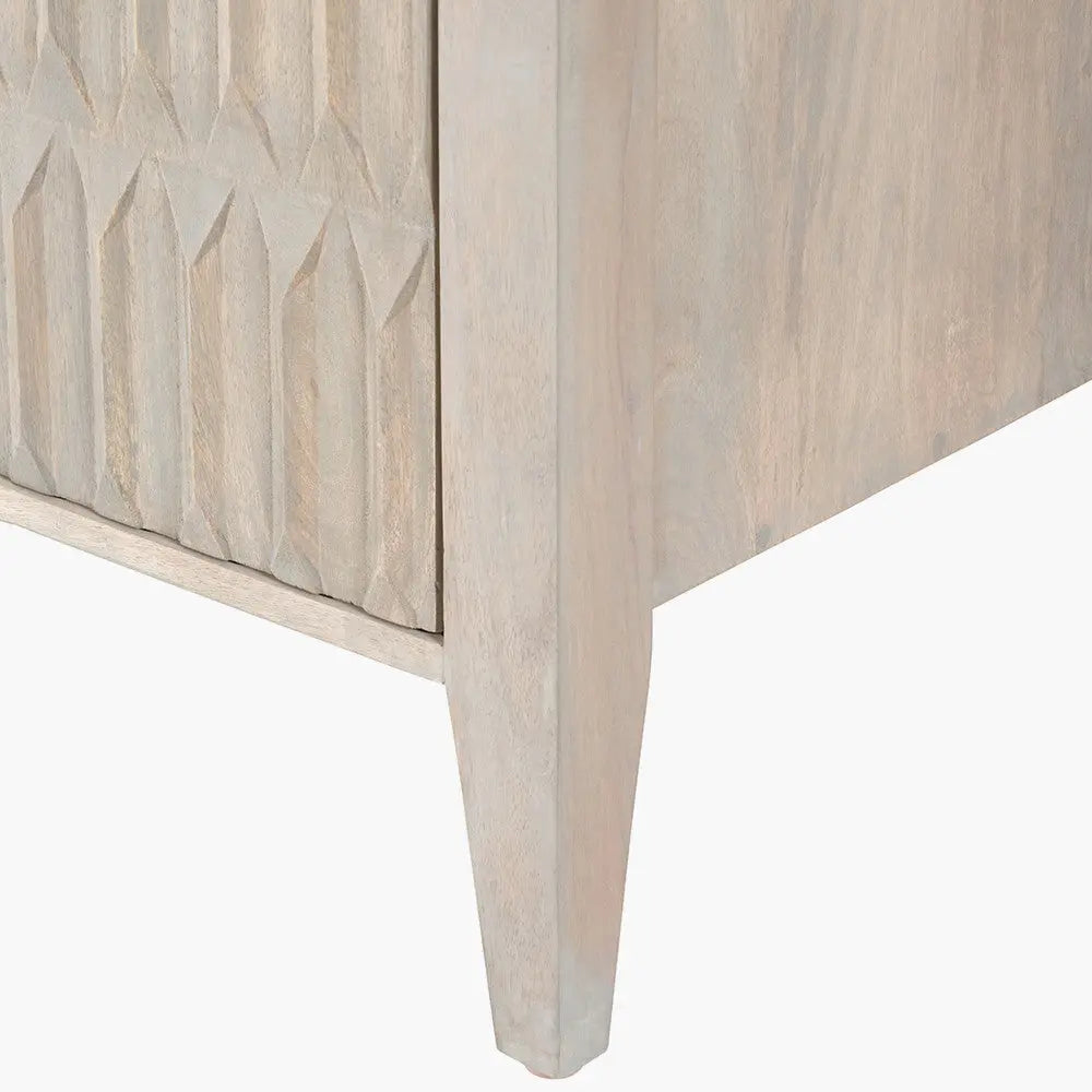 Khao Light Grey Mango Wood 3 Door Sideboard  Nicholas John Interiors