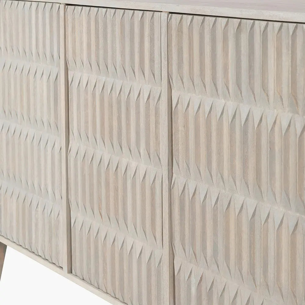Khao Light Grey Mango Wood 3 Door Sideboard  Nicholas John Interiors