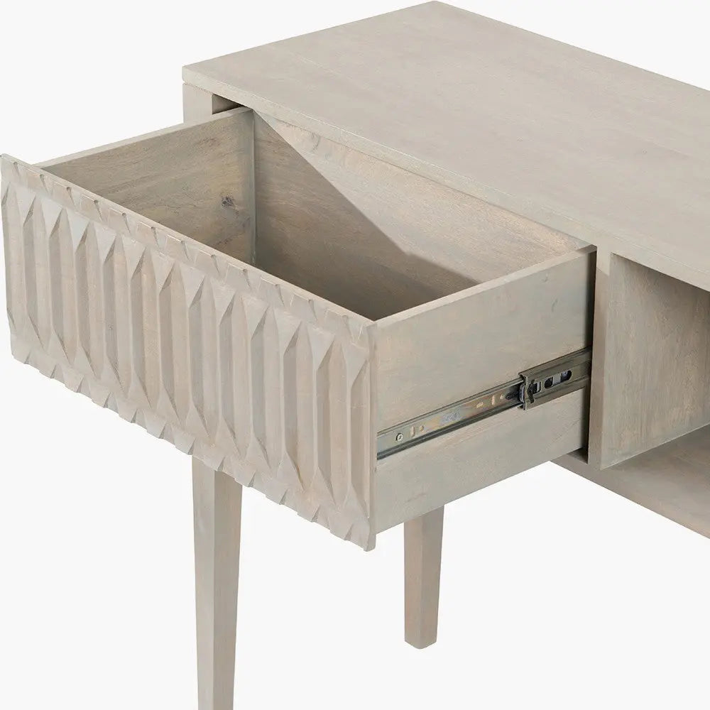 Khao Light Grey Mango Wood 1 Drawer Console Table  Nicholas John Interiors