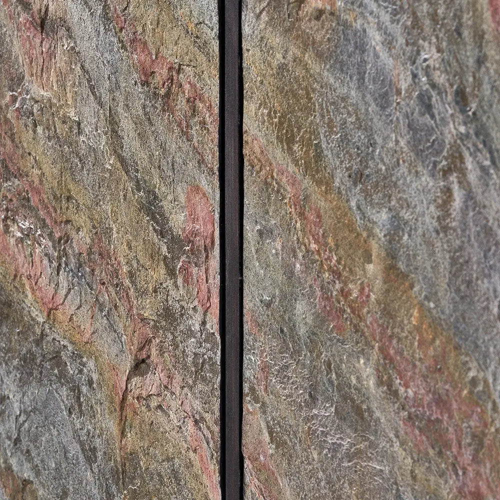 Verde Black Mango Wood and Stone Veneer 4 Door Sideboard  Nicholas John Interiors