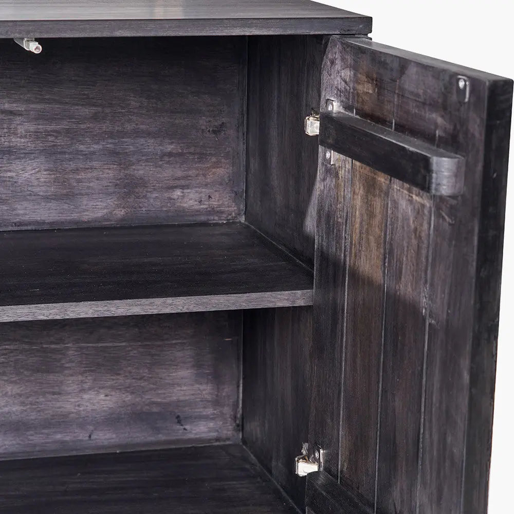 Verde Black Mango Wood and Stone Veneer 4 Door Sideboard  Nicholas John Interiors