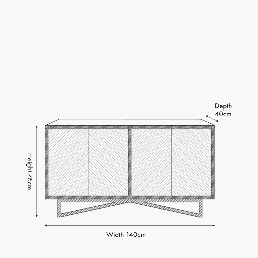 Verde Black Mango Wood and Stone Veneer 4 Door Sideboard  Nicholas John Interiors