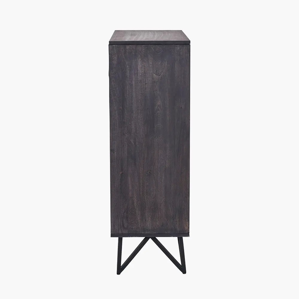 Verde Black Mango Wood and Stone Veneer 2 Door Bar Cabinet  Nicholas John Interiors