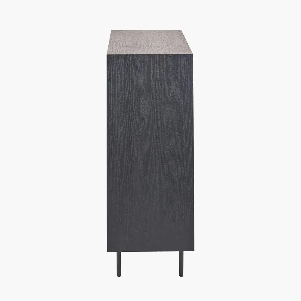 Hailee Black and Natural Chevron Oak and Pine Wood 2 Door Bar Cabinet  Nicholas John Interiors