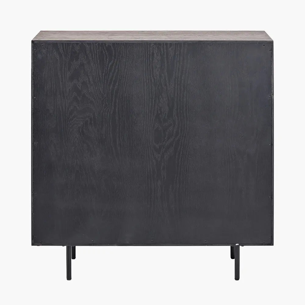 Hailee Black and Natural Chevron Oak and Pine Wood 2 Door Bar Cabinet  Nicholas John Interiors