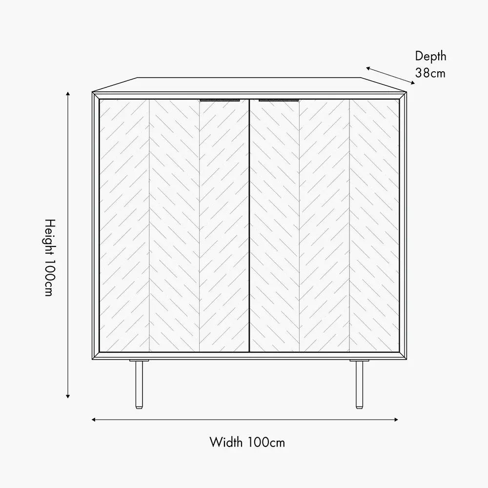 Hailee Black and Natural Chevron Oak and Pine Wood 2 Door Bar Cabinet  Nicholas John Interiors