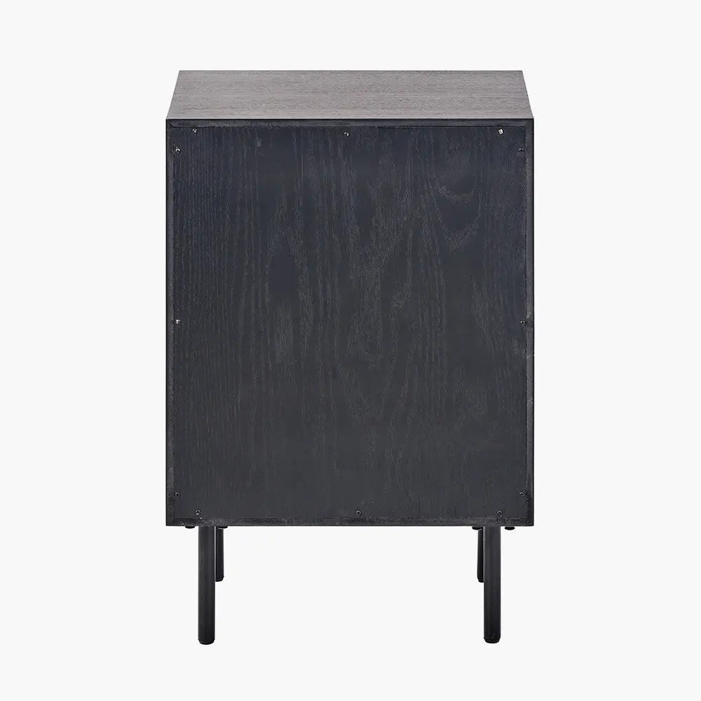 Hailee Black and Natural Chevron Oak and Pine Wood 3 Drawer Unit  Nicholas John Interiors