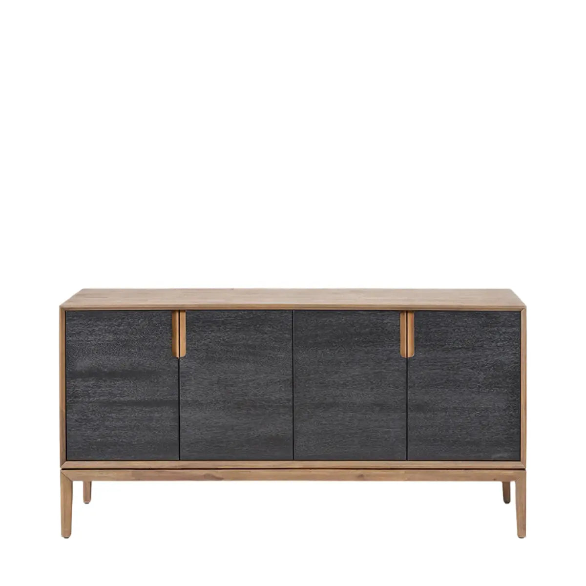 Gio Black and Natural Acacia Wood 4 Door Sideboard  Nicholas John Interiors