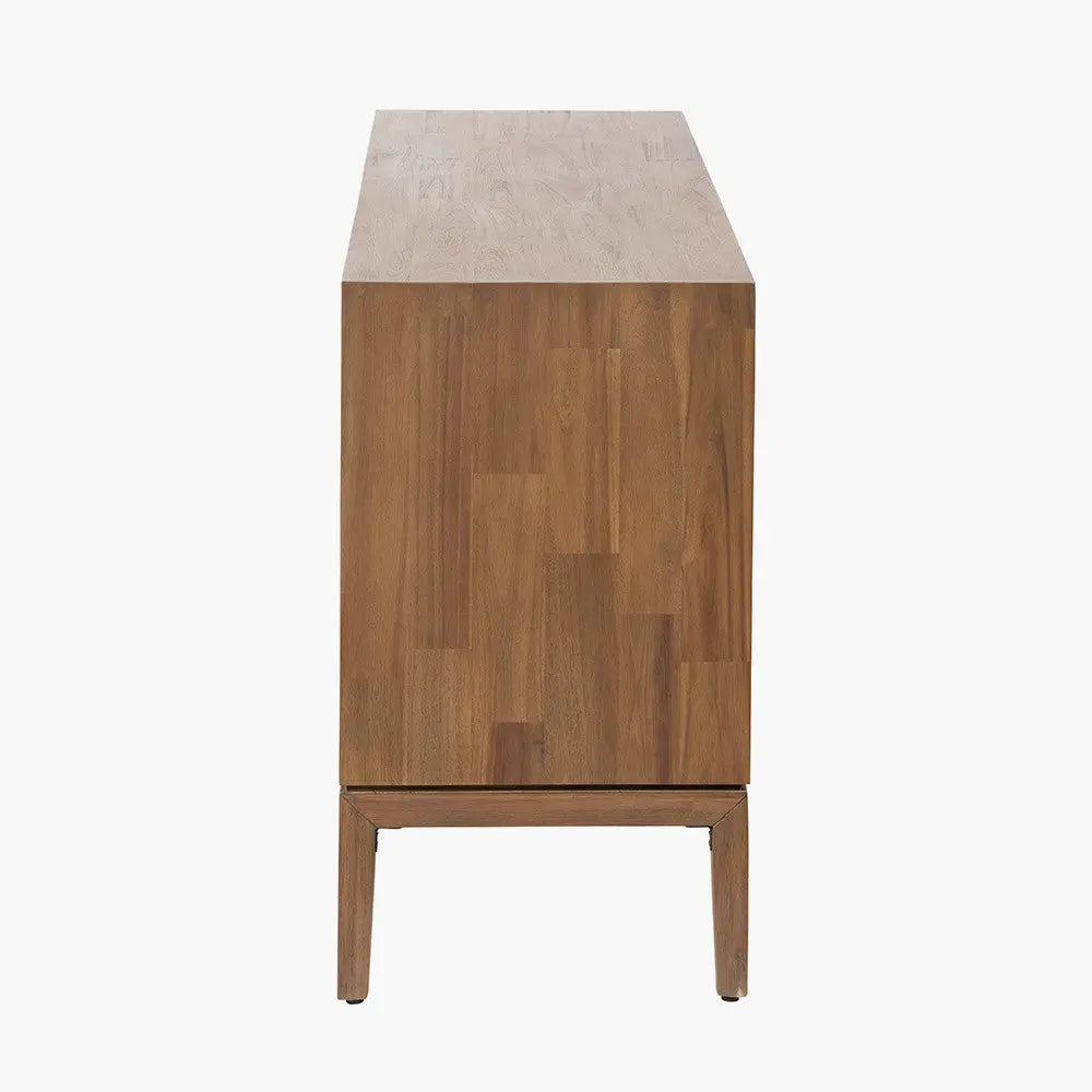 Gio Black and Natural Acacia Wood 4 Door Sideboard  Nicholas John Interiors