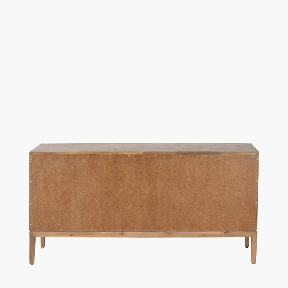 Gio Black and Natural Acacia Wood 4 Door Sideboard  Nicholas John Interiors