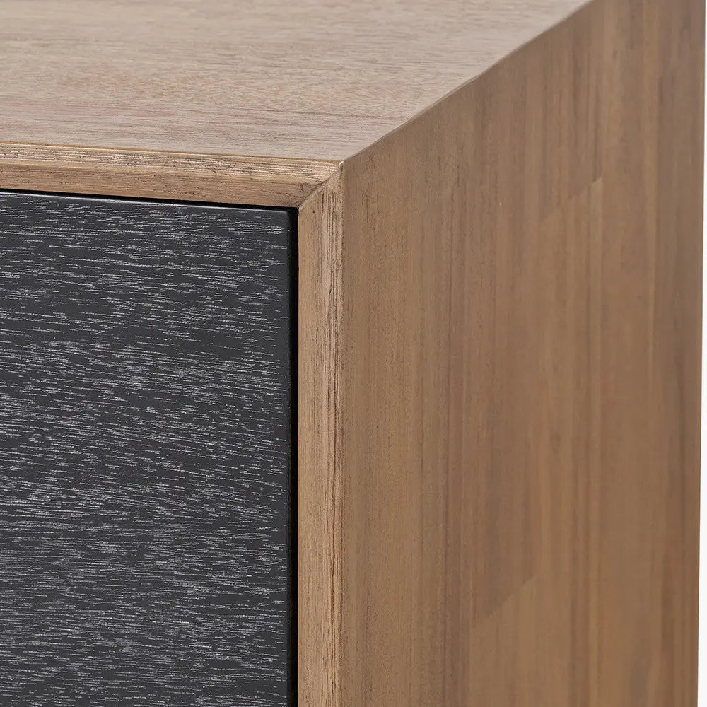 Gio Black and Natural Acacia Wood 4 Door Sideboard  Nicholas John Interiors