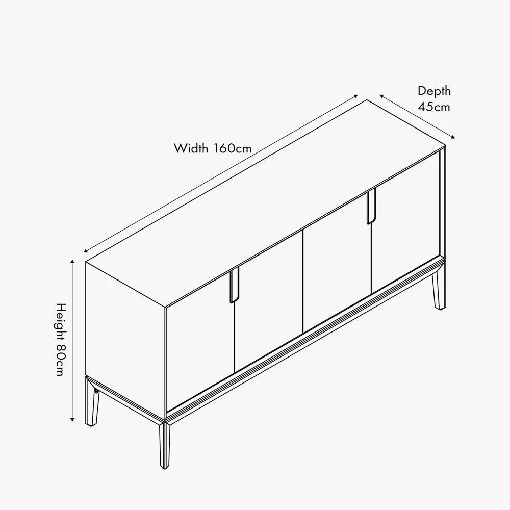 Gio Black and Natural Acacia Wood 4 Door Sideboard  Nicholas John Interiors