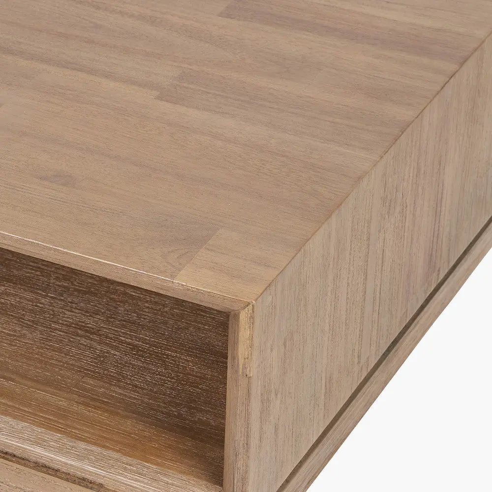 Gio Black and Natural Acacia Wood 2 Drawer Coffee Table  Nicholas John Interiors