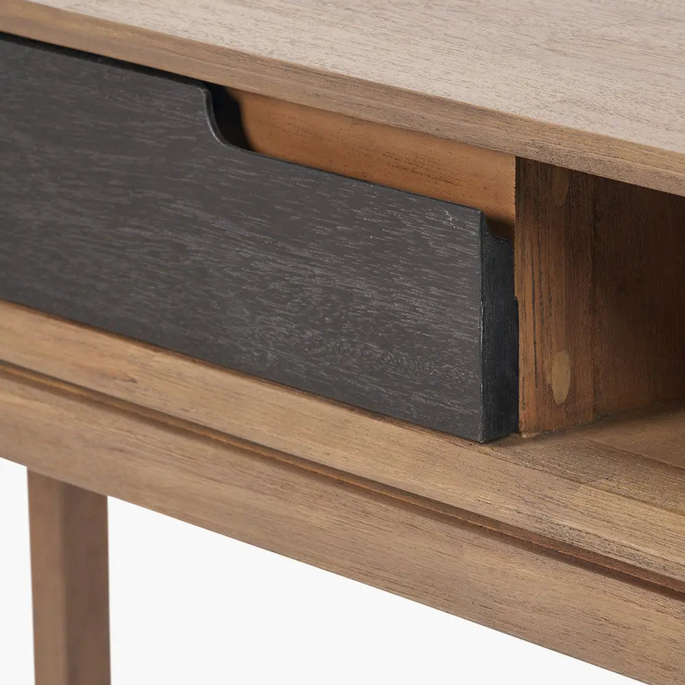 Gio Black and Natural Acacia Wood 1 Drawer Console Table  Nicholas John Interiors