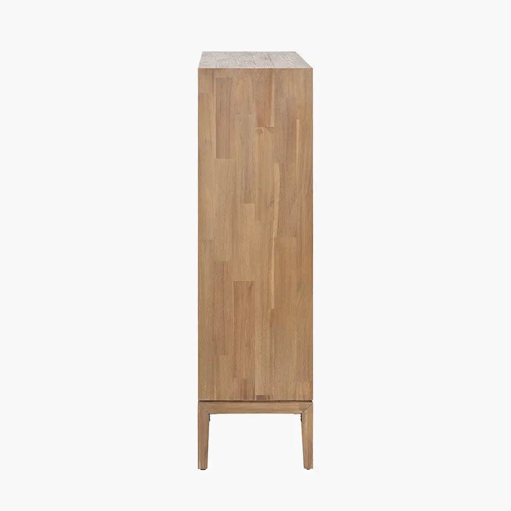 Gio Black and Natural Acacia Wood 3 Door, 2 Drawer, 2 Niche Shelf Unit  Nicholas John Interiors