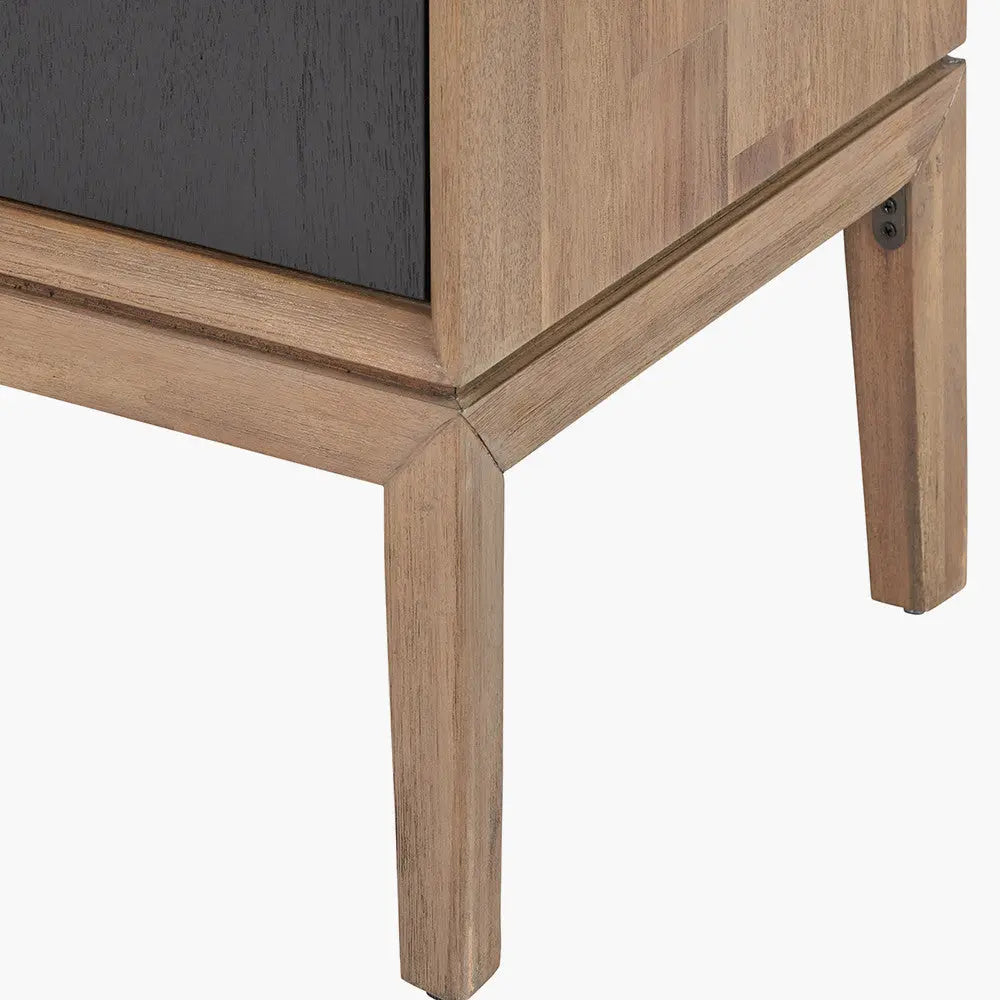 Gio Black and Natural Acacia Wood 3 Door, 2 Drawer, 2 Niche Shelf Unit  Nicholas John Interiors