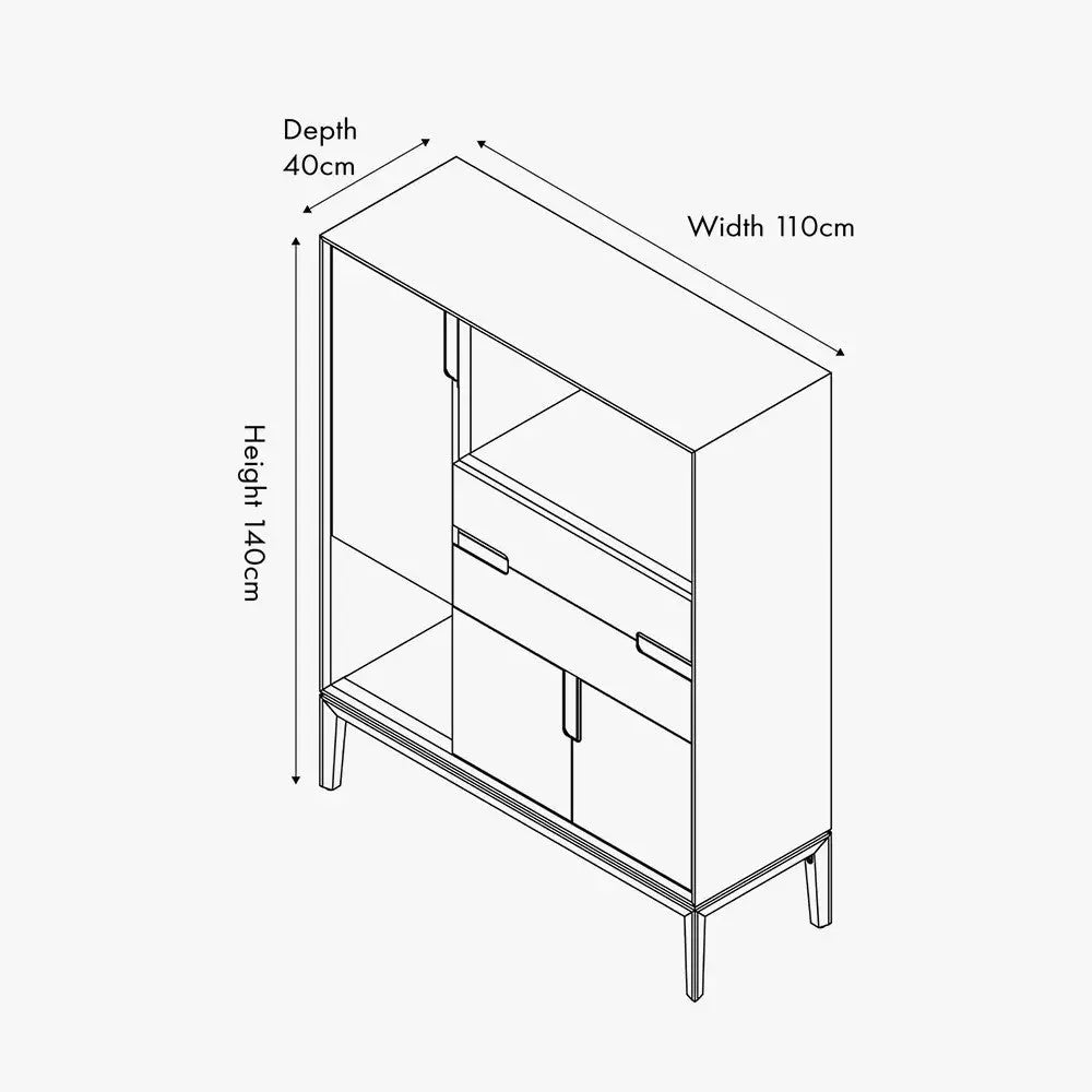 Gio Black and Natural Acacia Wood 3 Door, 2 Drawer, 2 Niche Shelf Unit  Nicholas John Interiors