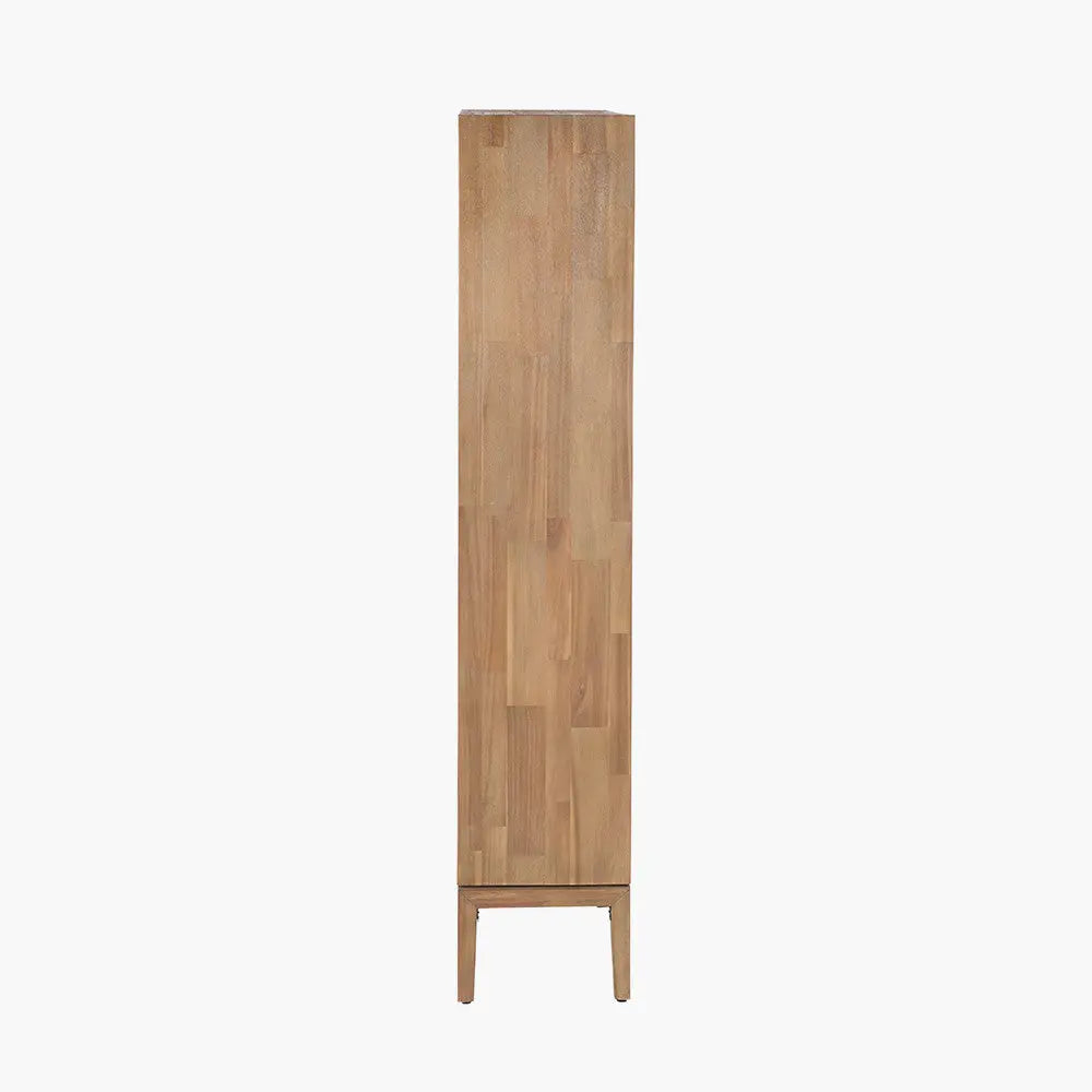 Gio Black and Natural Acacia Wood 2 Drawer, 7 Niche Shelf Unit  Nicholas John Interiors