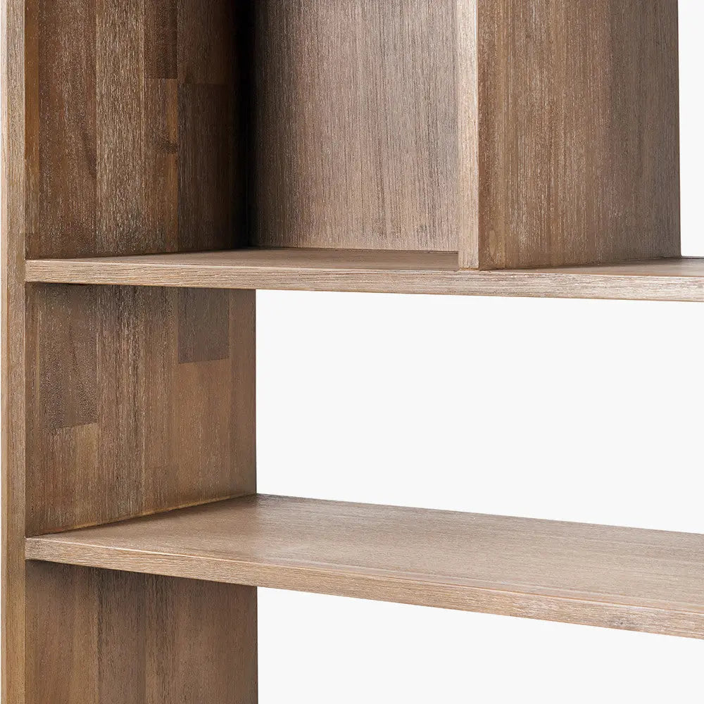 Gio Black and Natural Acacia Wood 2 Drawer, 7 Niche Shelf Unit  Nicholas John Interiors