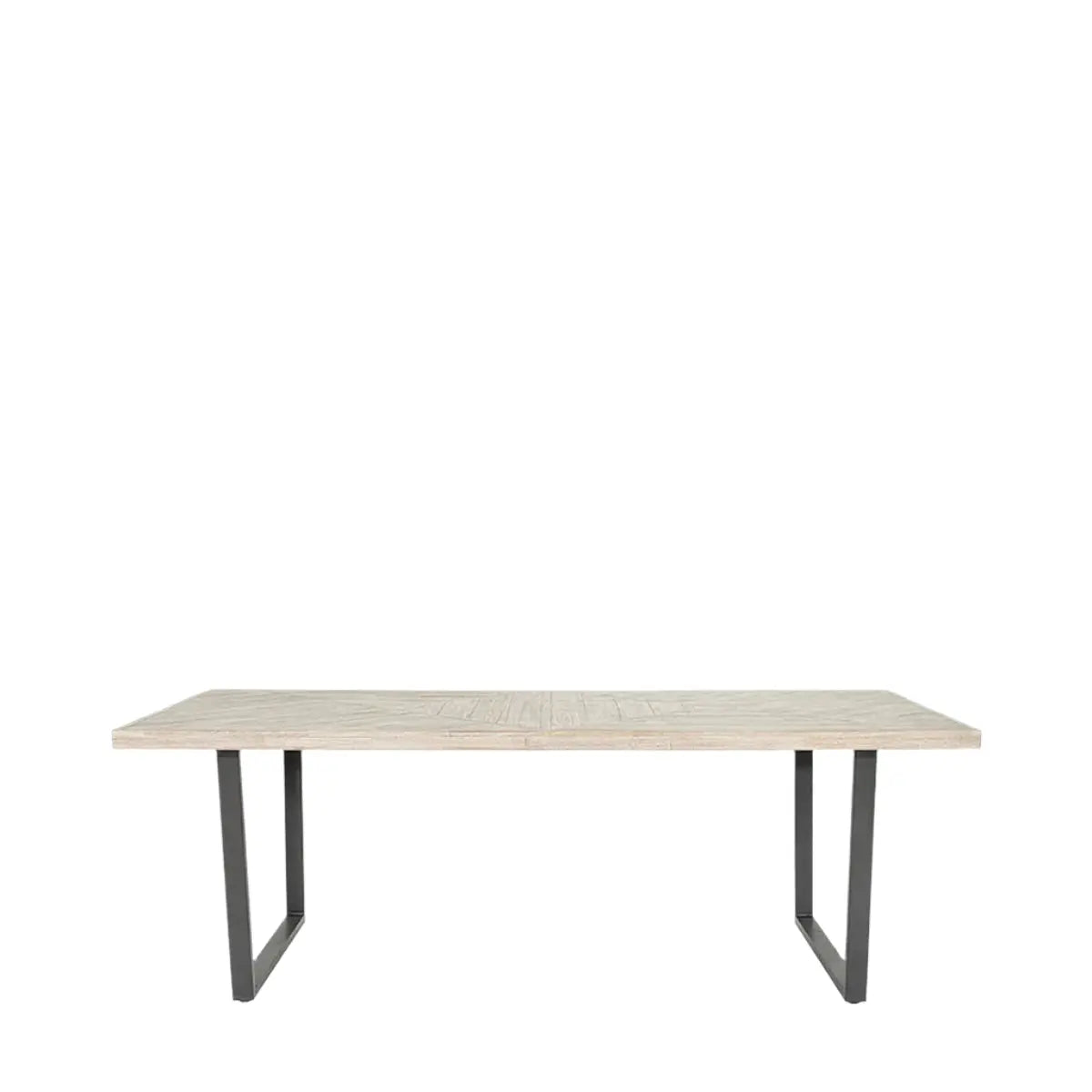 Marca Sand Wash Acacia Wood and Black Metal 8 Seater Dining Table  Nicholas John Interiors