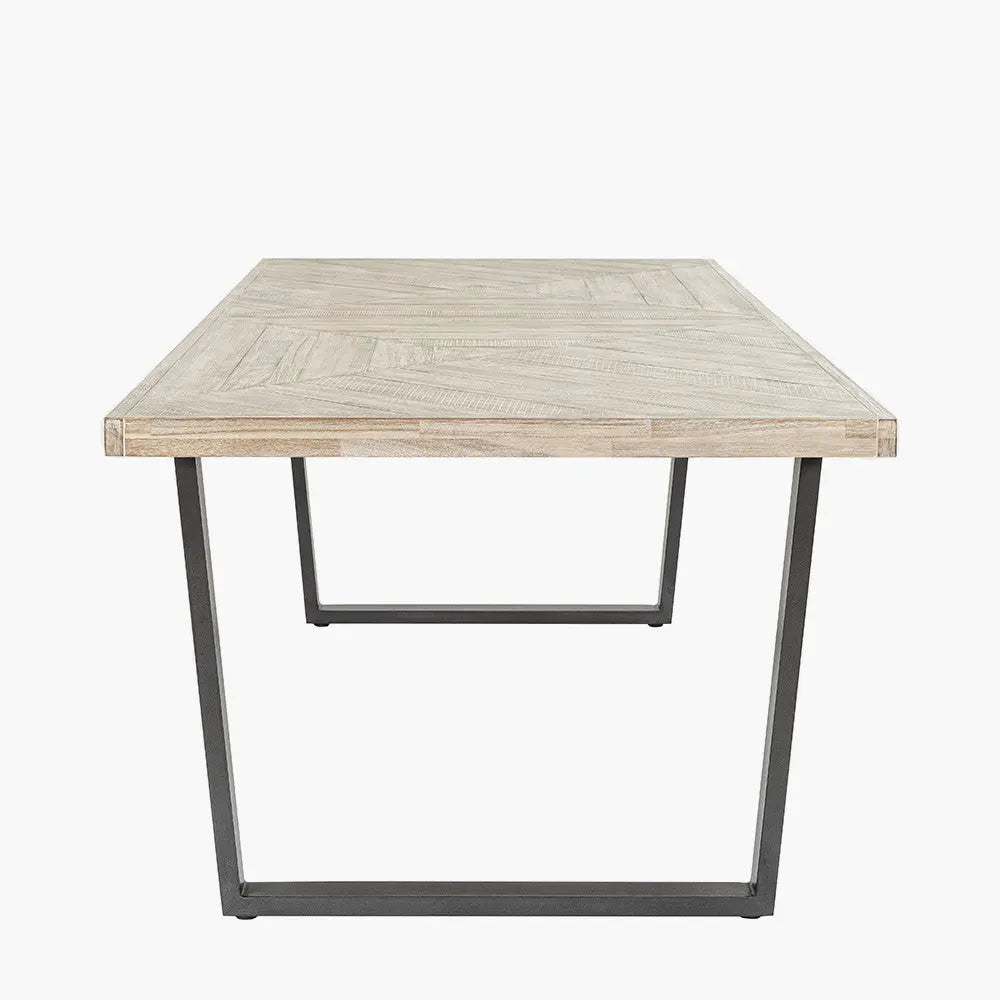Marca Sand Wash Acacia Wood and Black Metal 8 Seater Dining Table  Nicholas John Interiors