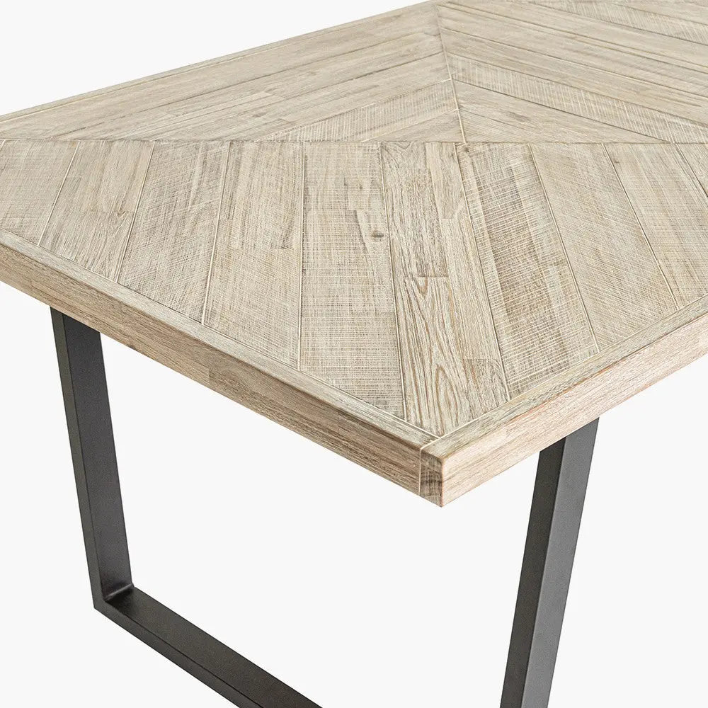 Marca Sand Wash Acacia Wood and Black Metal 8 Seater Dining Table  Nicholas John Interiors
