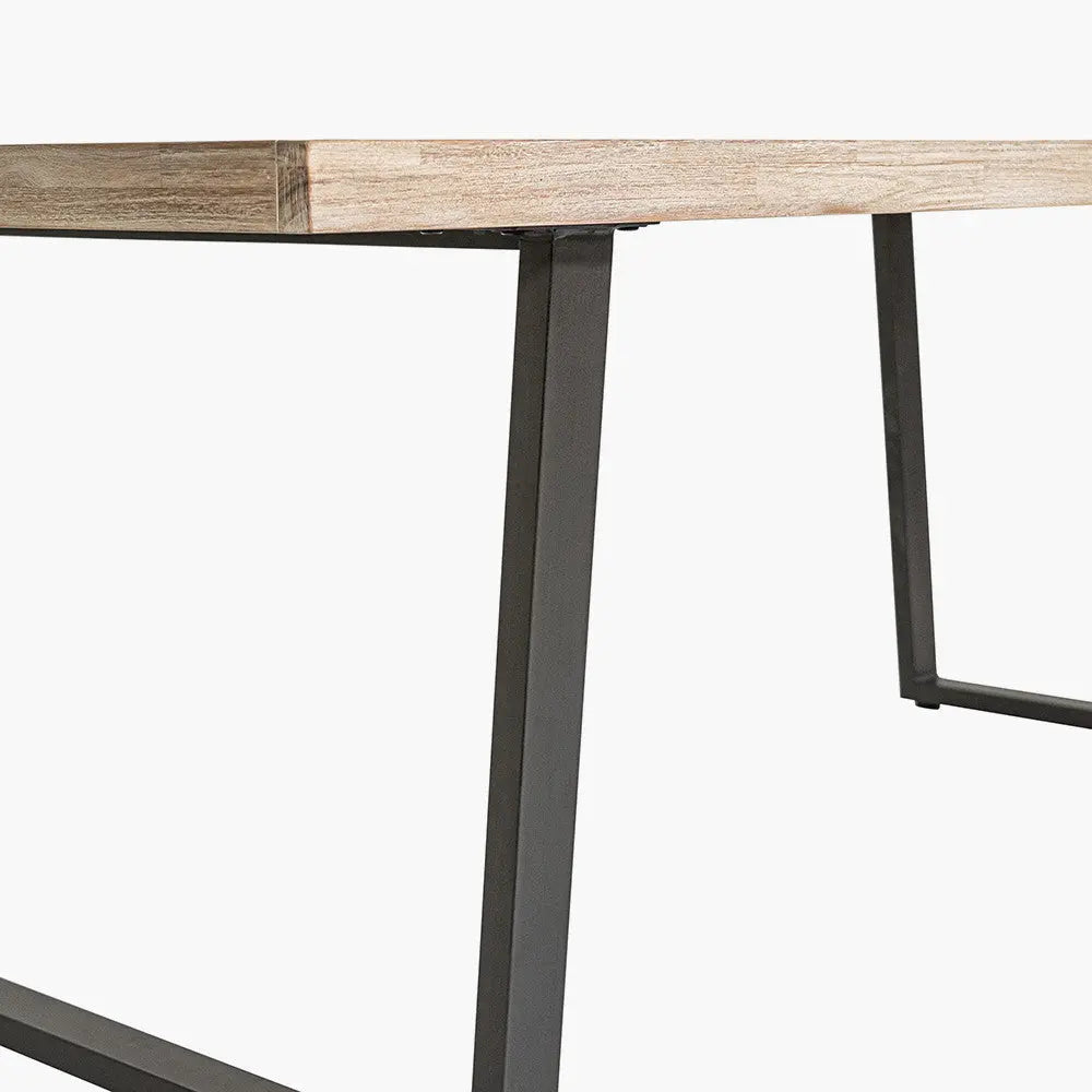 Marca Sand Wash Acacia Wood and Black Metal 8 Seater Dining Table  Nicholas John Interiors