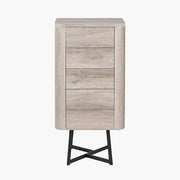 Ukiah Grey Oak Veneer and Black Metal 5 Drawer Tall Unit  Nicholas John Interiors